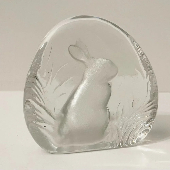 Vintage Crystal Easter Bunny Rabbit Paperweight Yugoslavia by Zajecar - Picture 5 of 15